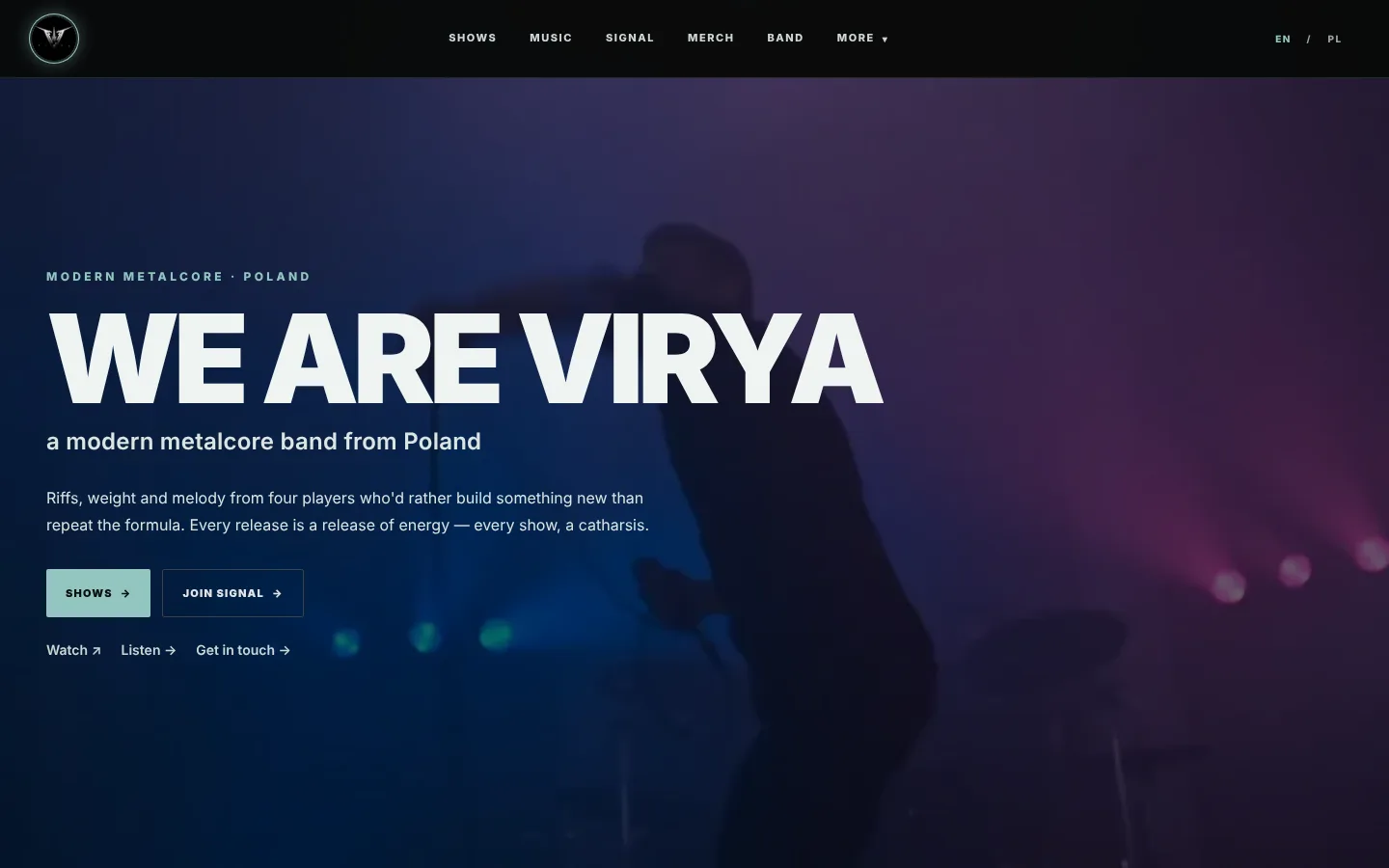 Virya website: “We are Virya”, a modern metalcore band from Poland